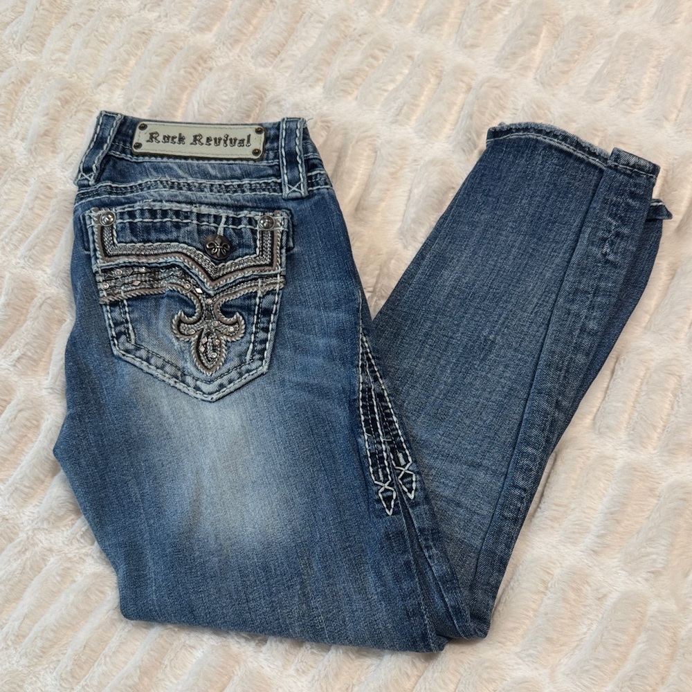 Rock Revival Dark Blue Capri